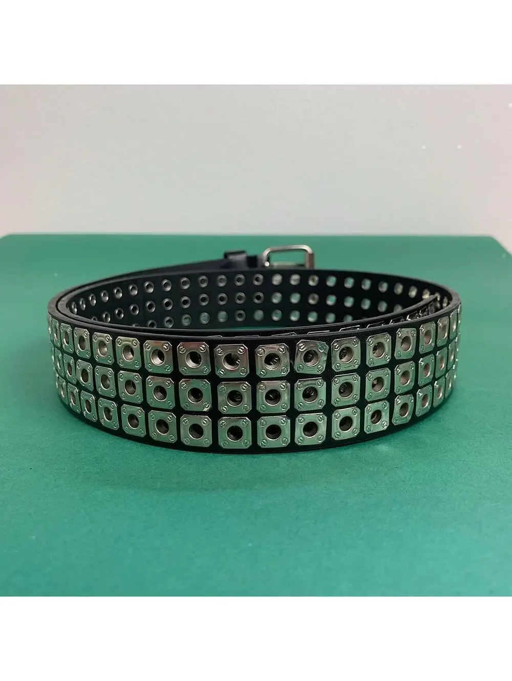 Cyber Grunge y2k 2000s style light silver studded belt. Nice quality. 42 inches